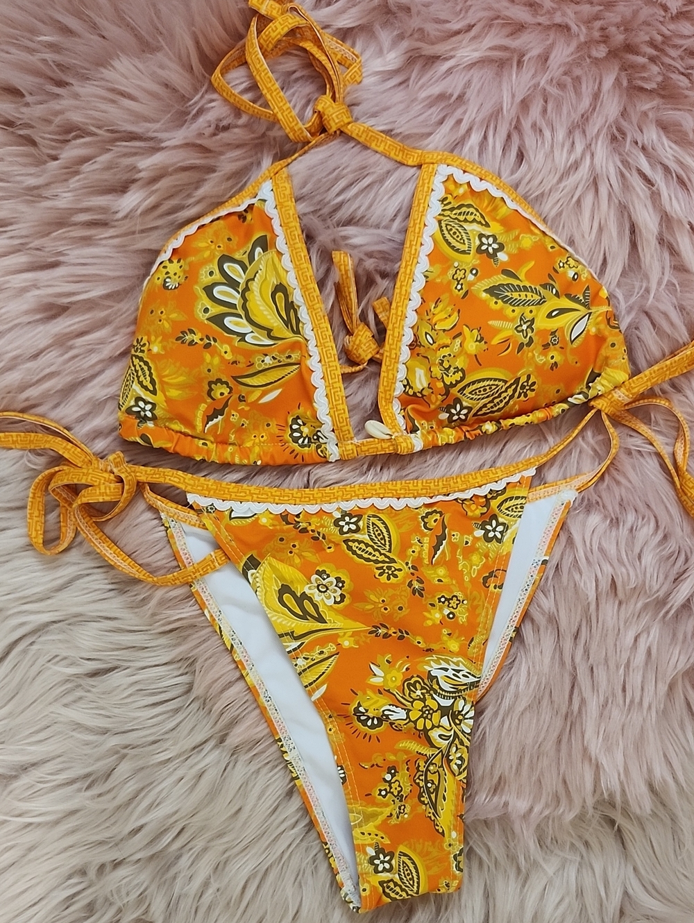 BRAND NEW WOMEN'S FLORAL ADJUSTABLE TRIANGLE STRING BIKINI SET-M